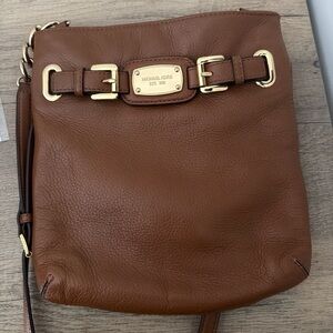 Michael Kors Tan Leather Crossbody Bag with Gold Accents